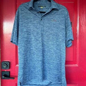 Large Blue Short Sleeve Button Up Polo Greg Norman